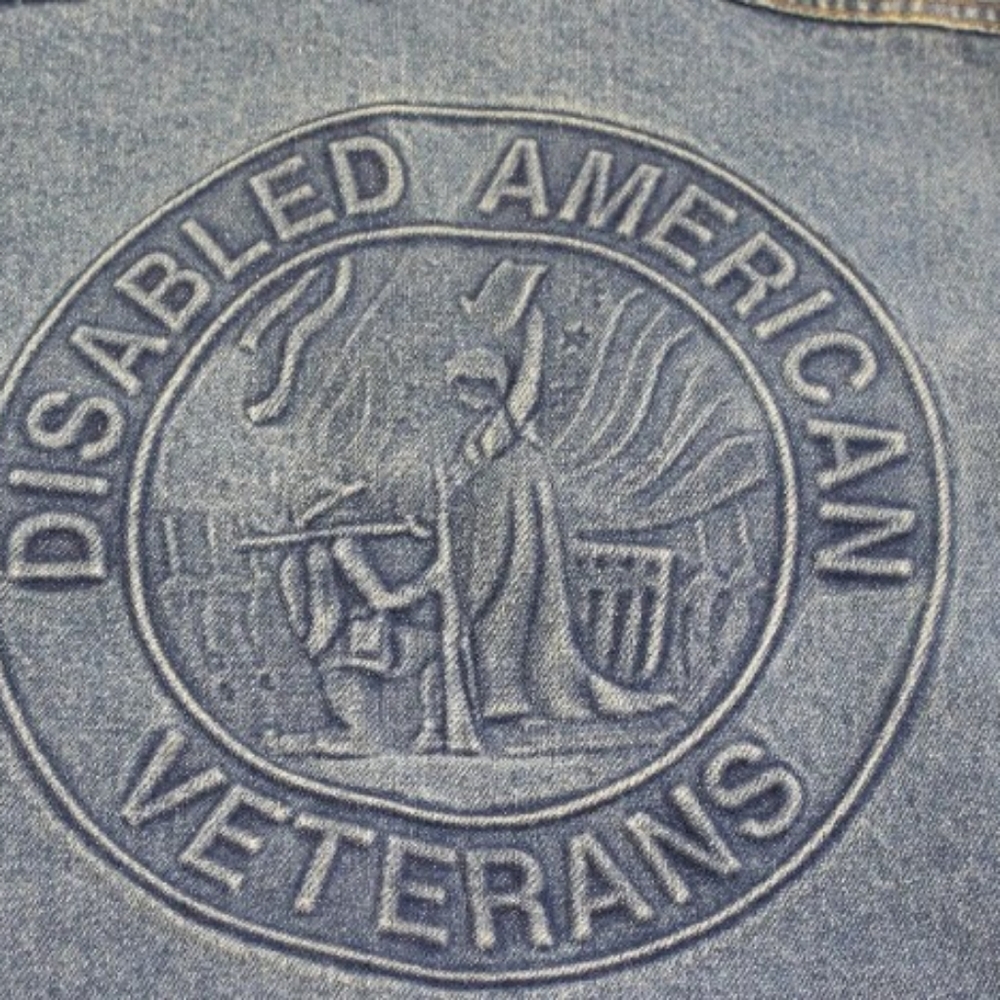 Denim jacket biker disabled American Veterans size M but large